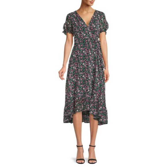 KARL LAGERFELD PARIS Floral Print Ruffled Wrap Midi Dress - NWT Size 6 - Picture 4 of 4